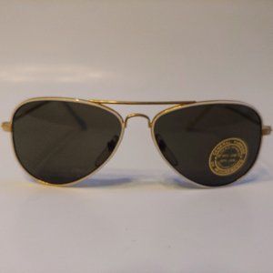 (NWT) Vintage 90's Kids Aviator Metal Sports Sunglasses (Gold/White)